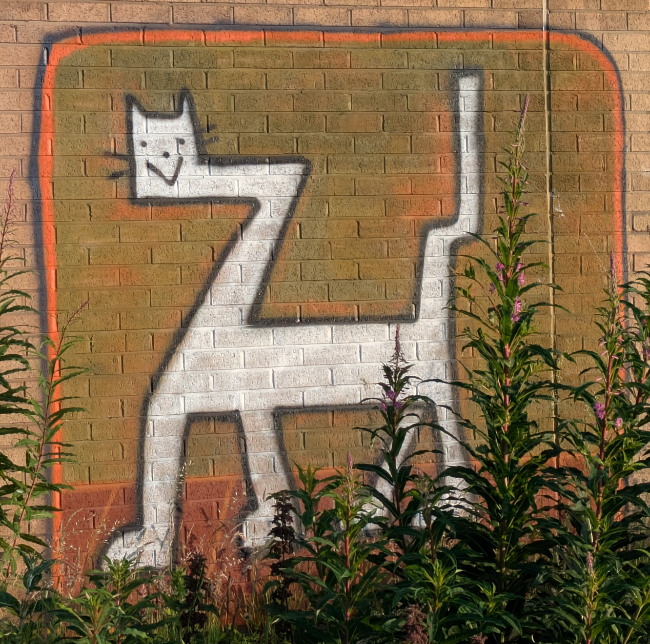 Geometric cat graffiti