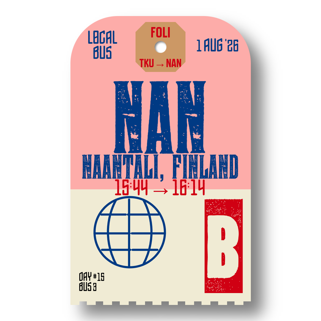 A luggage tag for bus 3