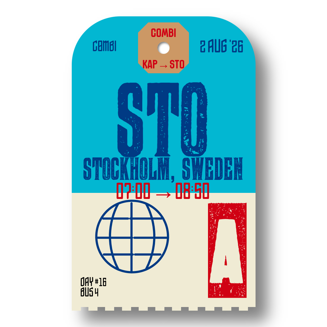 A luggage tag for bus 4